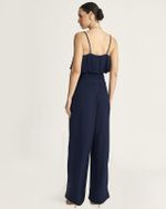 CALÇA EM CREPE FRISÉ C/ DETALHES DE VIÉS