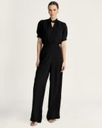 CALÇA EM CREPE FRISÉ C/ DETALHES DE VIÉS