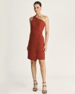 VESTIDO OMBRO ÚNICO ALFAIATARIA ELASTIC C/ RECORTES