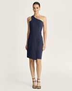 VESTIDO OMBRO ÚNICO ALFAIATARIA ELASTIC C/ RECORTES