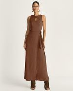 VESTIDO LONGUETE CHANGEANT C/ SAIA TRANSPASSADA