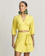 BLUSA CROPPED AMARELO CITRON C/ AMARRAÇÃO