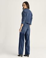 CALÇA JEANS WIDE LEG COM FILIGRANA BOLSO