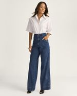CALÇA WIDE LEG REC. FRENTE LAVAGEM ESCURA