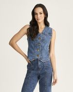 COLETE JEANS C/ LYCRA E BOTÕES PERSONALIZADOS