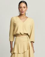 BLUSA MANGA LONGA EM CREPE C/ DET. COSTA