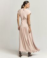 VESTIDO LONGUETE EM CREPE C/ BLUSA FRANZIDA