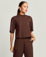 T-SHIRT CROPPED DE MOLETOM C/ CORTE A FIO