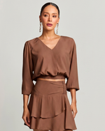 BLUSA MANGA LONGA EM CREPE C/ DET. COSTA