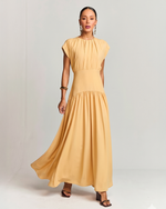 VESTIDO LONGUETE EM CREPE C/ BLUSA FRANZIDA