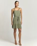 VESTIDO CURTO CANVAS C/ BABADO E CINTO