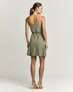 VESTIDO CURTO CANVAS C/ BABADO E CINTO