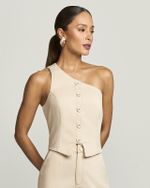 TOP OMBRO ÚNICO LINEN C/ LINHA CONSTRASTANTE