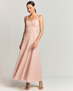 VESTIDO LONGUETE ALFAIATARIA LINEN C/ COSTURA CONTRASTANTE