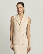 MAXI COLETE ALFAIATARIA LINEN C/ COSTURA CONTRASTE