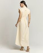 VESTIDO MIDI CHAMISE LISTRA CAMBRIEDGE COM FAIXA