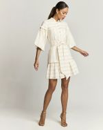 VESTIDO CURTO COTTON POP LISTRA COBRE C/ FAIXA