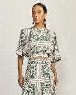 BLUSA CROPPED MAXI PALMAS C/ ELÁSTICO