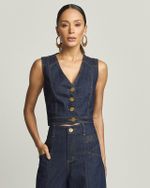 TOP JEANS C/ DECOTE VAZADO COSTA