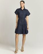 VESTIDO JEANS CURTO C/ ELÁSTICO CINTURA