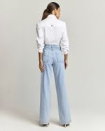 CALÇA JEANS WIDE LEG C/ BORDADO LOGO
