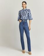 CALÇA JEANS RETA LYCRA C/ FENDA