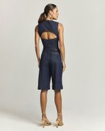BERMUDA JEANS LEVE LAV. ESCURA C/ PESPONTOS