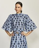 BLUSA PATCHWORK JEANS COM ELÁSTICO BARRA