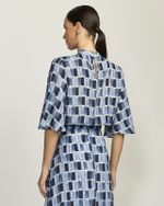 BLUSA PATCHWORK JEANS COM ELÁSTICO BARRA