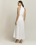 VESTIDO LONGUETE DE TRICOLINE C/ PESPONTO E FAIXA