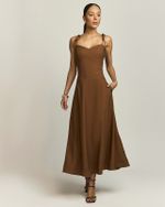 VESTIDO LONGUETE C/ RECORTES E ALÇA LAÇINHO