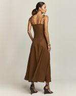 VESTIDO LONGUETE C/ RECORTES E ALÇA LAÇINHO