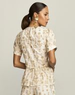 PEPLUM BORDADO FLORAL OURO