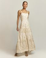 VESTIDO LONGUETE MULLET BORDADO FLORAL OURO