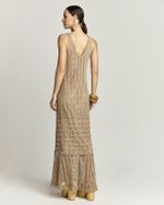 VESTIDO LONGUETE DE MALHA CROCHÊ C/ BABADOS