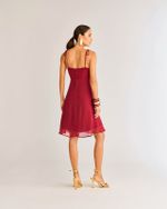VESTIDO CURTO C/ BABADO CASCATA E AMARRAÇÃO