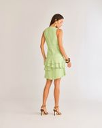 VESTIDO CURTO EM CREPE C/ SAIA DE BABADO