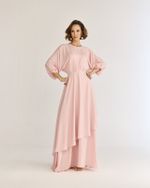 VESTIDO LONGO C/ SAIA TRANSPASSADA E REGATA INTERNA