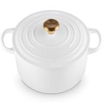 Panela Redonda 26 cm Signature Pegador Dourado Branco Le Creuset