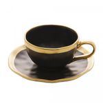 Xícara Café 90 ml Porcelana Preto e Dourado Dubai Wolff