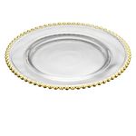 Sousplat Cristal Pearl Gold com Borda Dourada 32 cm Wolff
