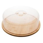 Prato Para Bolo de Bambu com Tampa de Plástico 28 cm Lyor