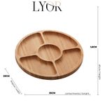 Petisqueira de Bambu 5 Divisórias Round 30x30x1,6 cm Lyor