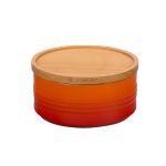 Pote com Tampa de Madeira 420 ml Laranja Le Creuset