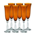 Jogo 6 Taças Champanhe Cristal Ângela Marrom 190 ml Bohemia