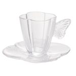 Jogo 4 Xícaras 80 ml Café Vidro com Pires Butterfly Wolff