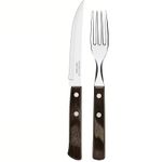 Jogo 12 Peças Churrasco Inox Polywood Castanho Tramontina