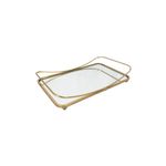 Bandeja Espelhada Dourada Retangular 40x26 cm Adely Decor