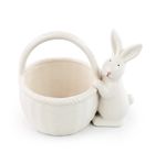 Cesta Decorativa Cêramica Coelho Branco Cromus 