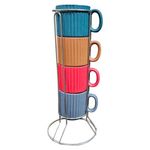 Jogo 4 Xícaras Café Cerâmica 80 ml Colorido Striatto